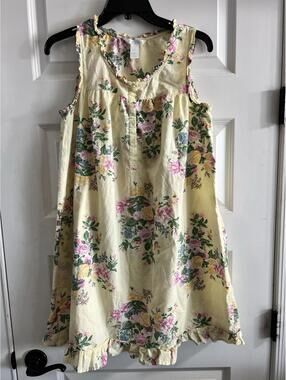 Adonna Floral Cotton Cottagecore Prairie Nightgown Sz Small Yellow Pink Ruffles